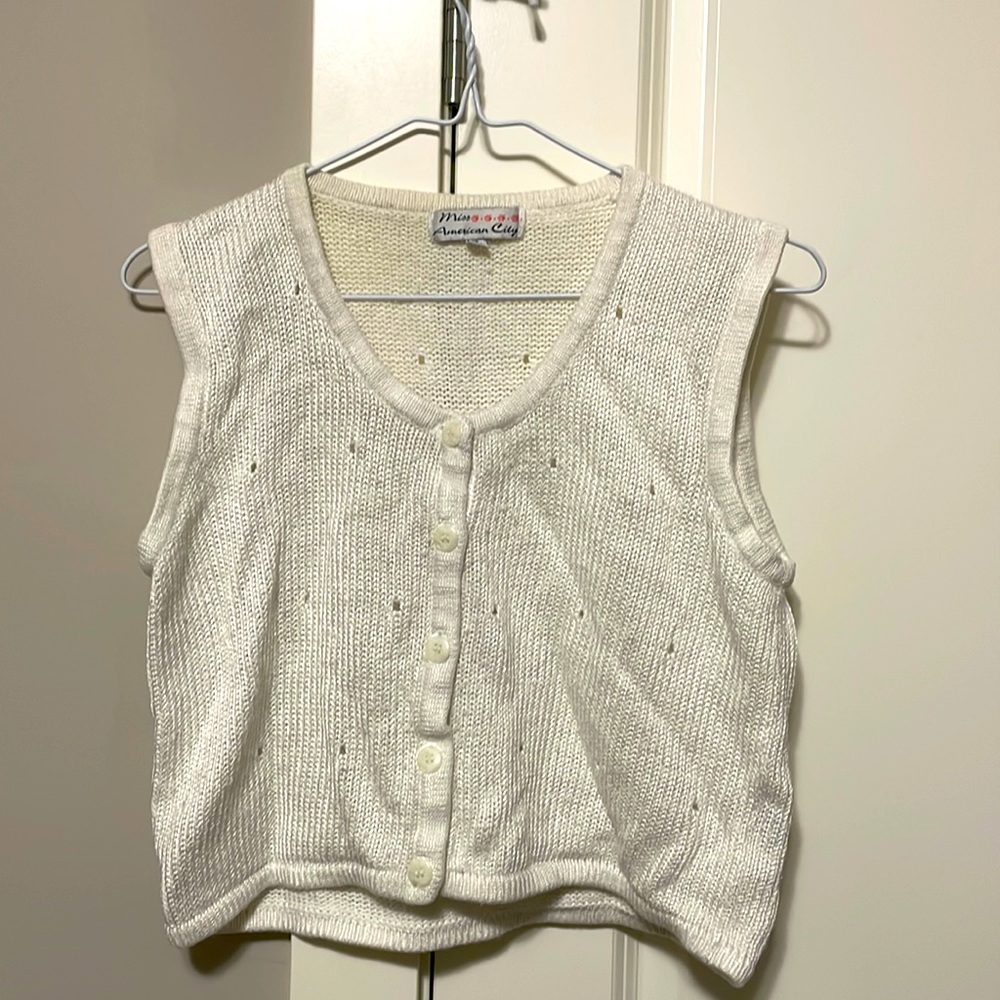 Button front knit sweater vest cardigan